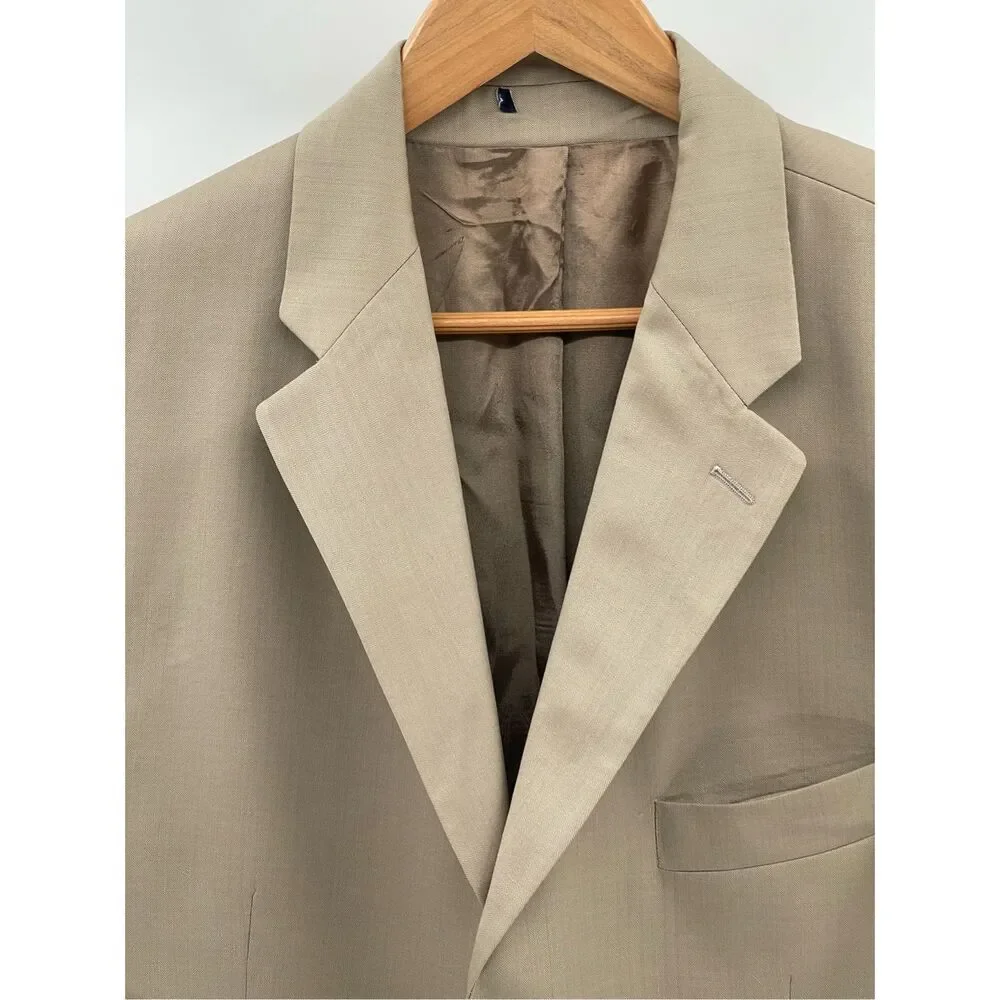Chaps Ralph‎ Lauren Blazer Sport Coat Men Size 44R Tan Beige Suit Jacket